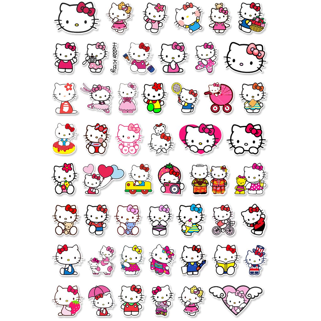 Set 52 Cái] Sticker chủ đề Hello Kitty cute dán trang trí laptop ...