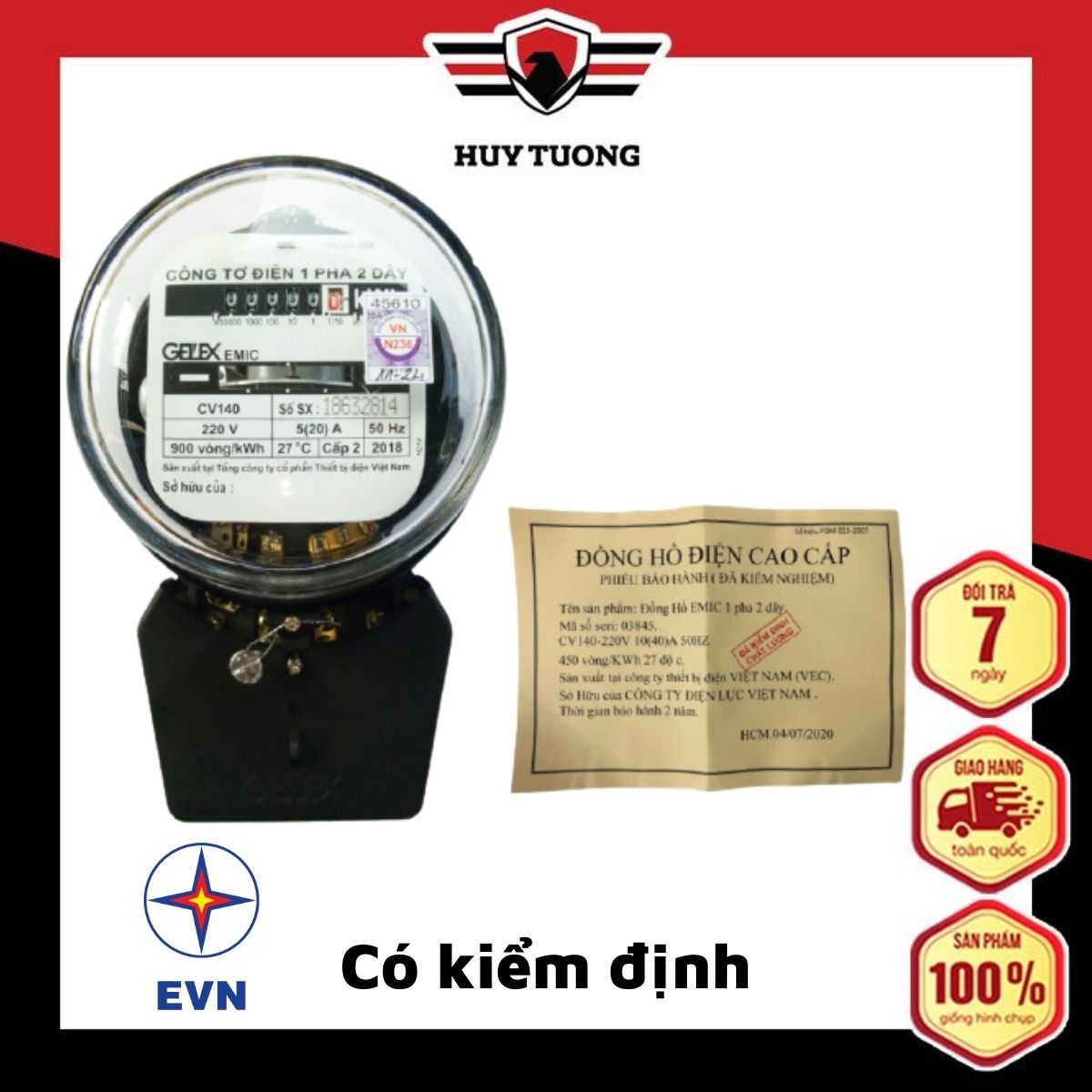 Công tơ điện 1 pha 2 dây ( Đồng hồ điện gia đình , phòng trọ ) có giấy kiểm định - Huy Tưởng ( Có CLip )