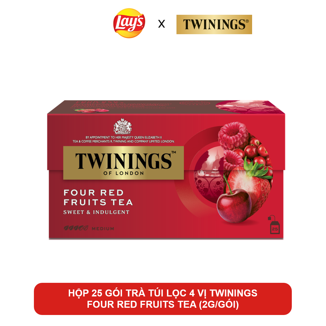 [Quà tặng] Hộp Trà Túi Lọc 4 Vị Twinings Four Red Fruits Tea (Hộp 25 gói 2G)