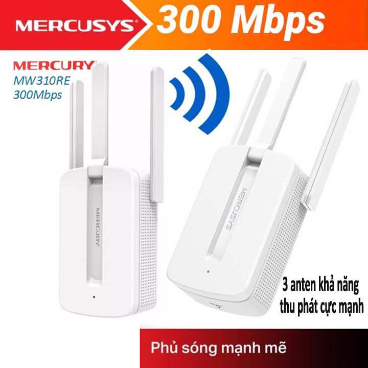 [Freeship] Kích Sóng Wifi Mercury MW310re 300Mbps 3 Râu Cực Mạnh - BH 1 Năm | Kích Wifi Mercury