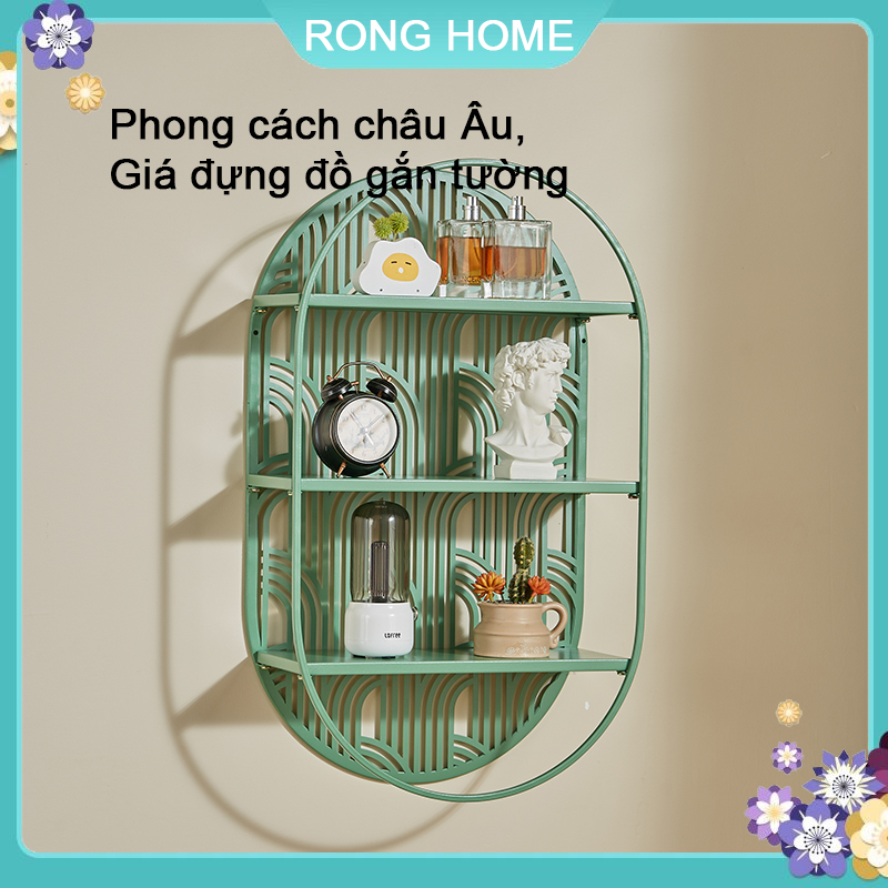 Giá để đồ Bắc Âu Giá để đồ bằng sắt vàng Giá để đồ phòng khách Nhiều tầng Giá để đồ treo tường Giá sách Đèn bàn sang trọng