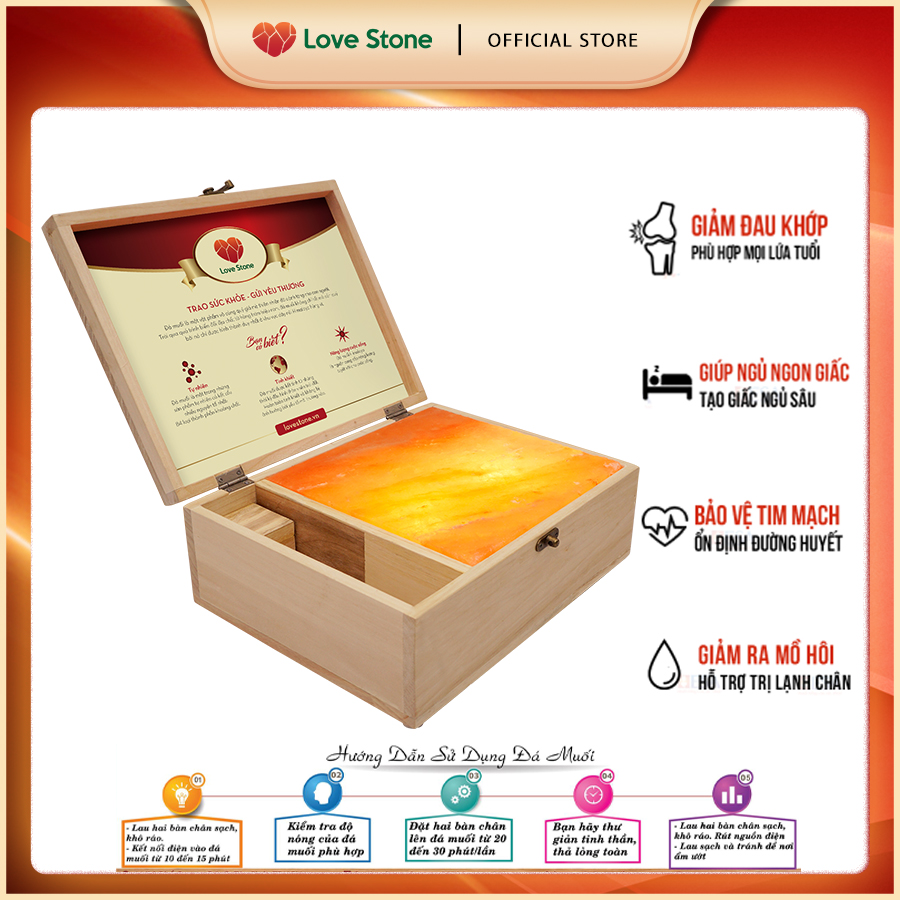 Hộp Đá Muối Massage Chân Himalaya Love Stone Standard ( Mặt Đá Phẳng )