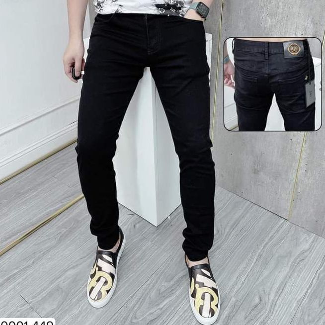 Quần jean nam cao cấp ĐEN RÁCH GỐI thời trang form skinny mẫu mới