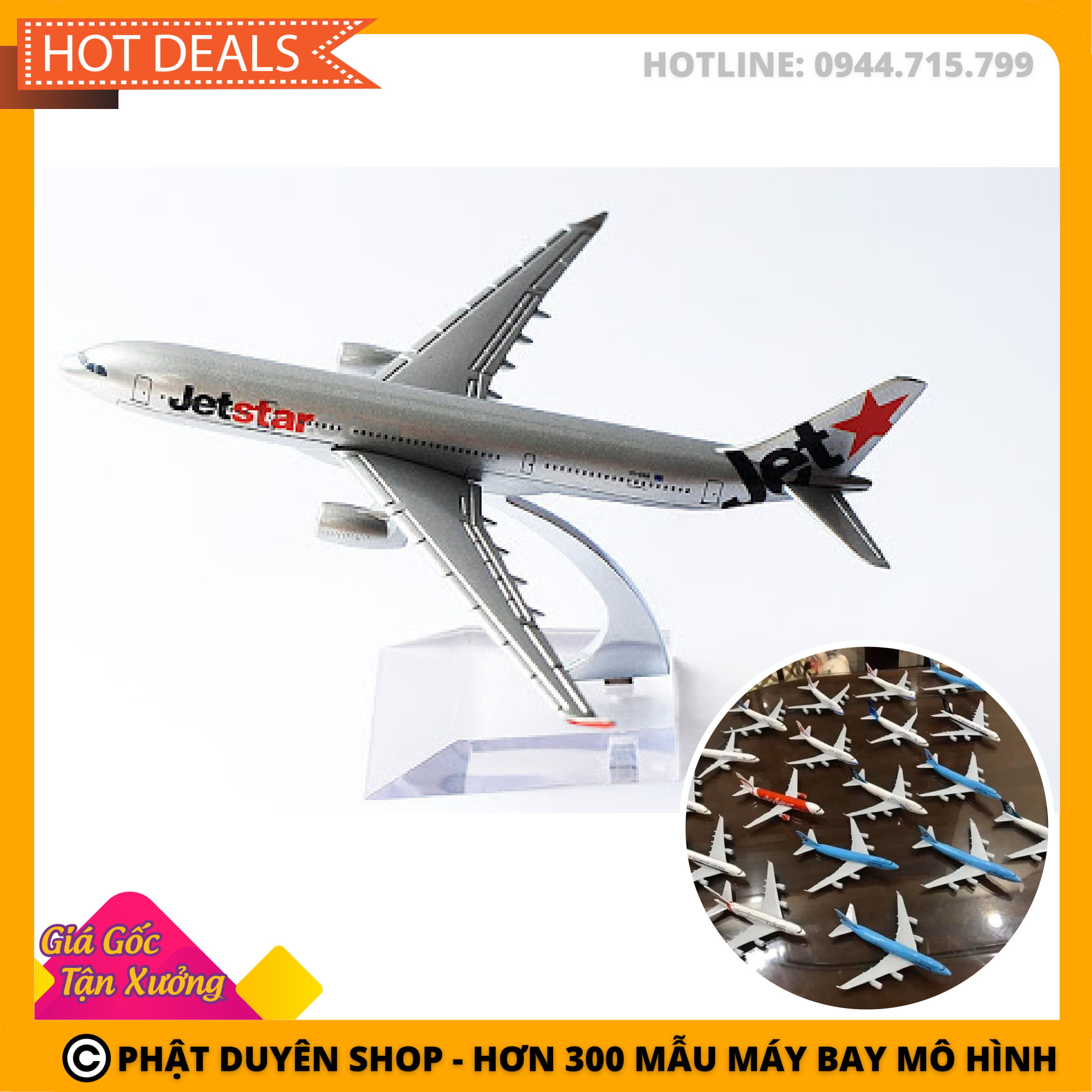 Mô hình máy bay a320 jetstar + kèm đế mica i chất liệu hợp kim sáng - máy bay - uninshop