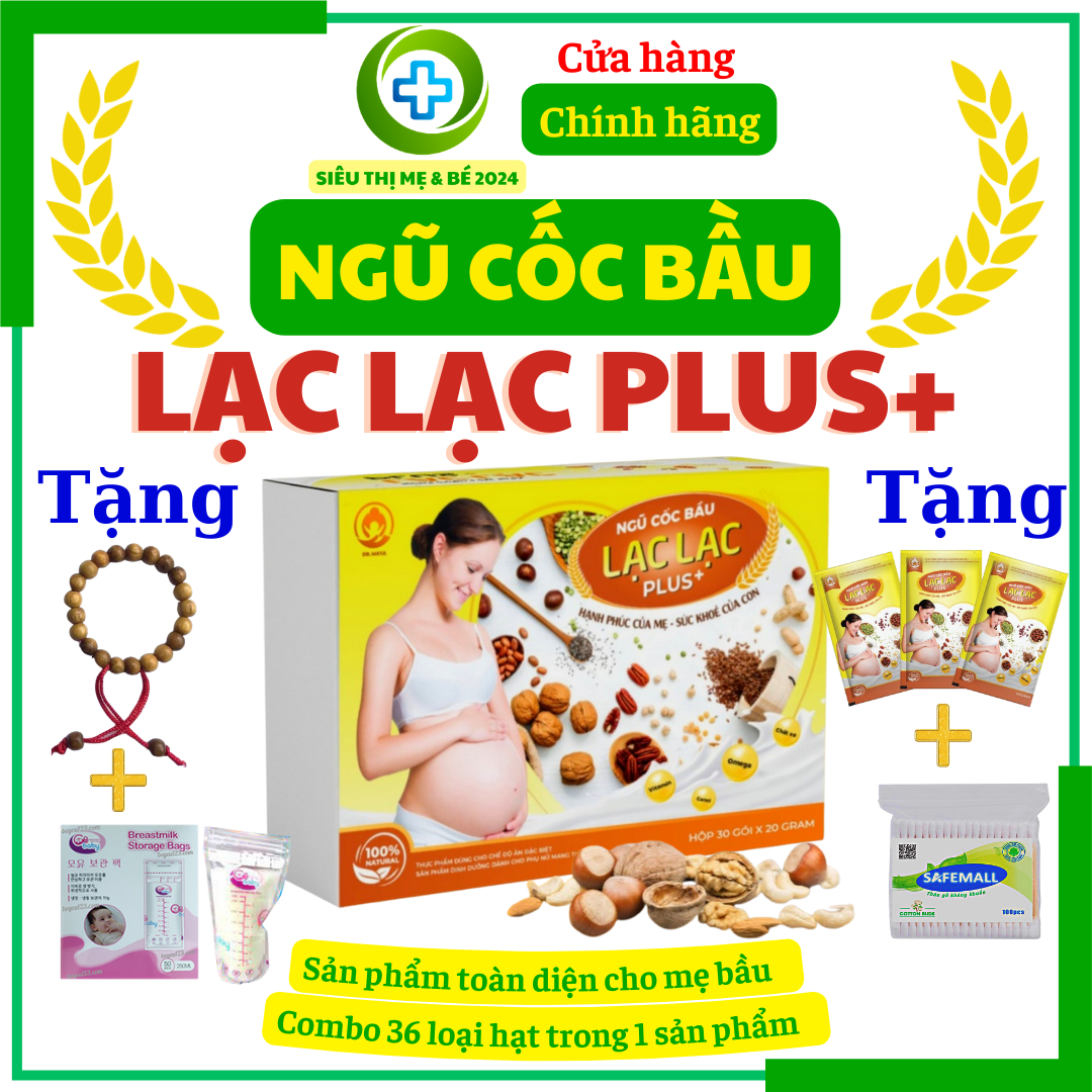 [QUÀ 30K] Ngũ cốc bầu Lạc Lạc Plus (Hộp/30 gói)-Không Đậu Nành Siêu Dưỡng Chất Gấp Đôi Canxi bổ sung hạt Sachi, Siêu dinh dưỡng giúp thai nhi phát triển, mẹ giảm ốm nghén ngũ cốc cho mẹ bầu, ngũ cốc cho bà bầu