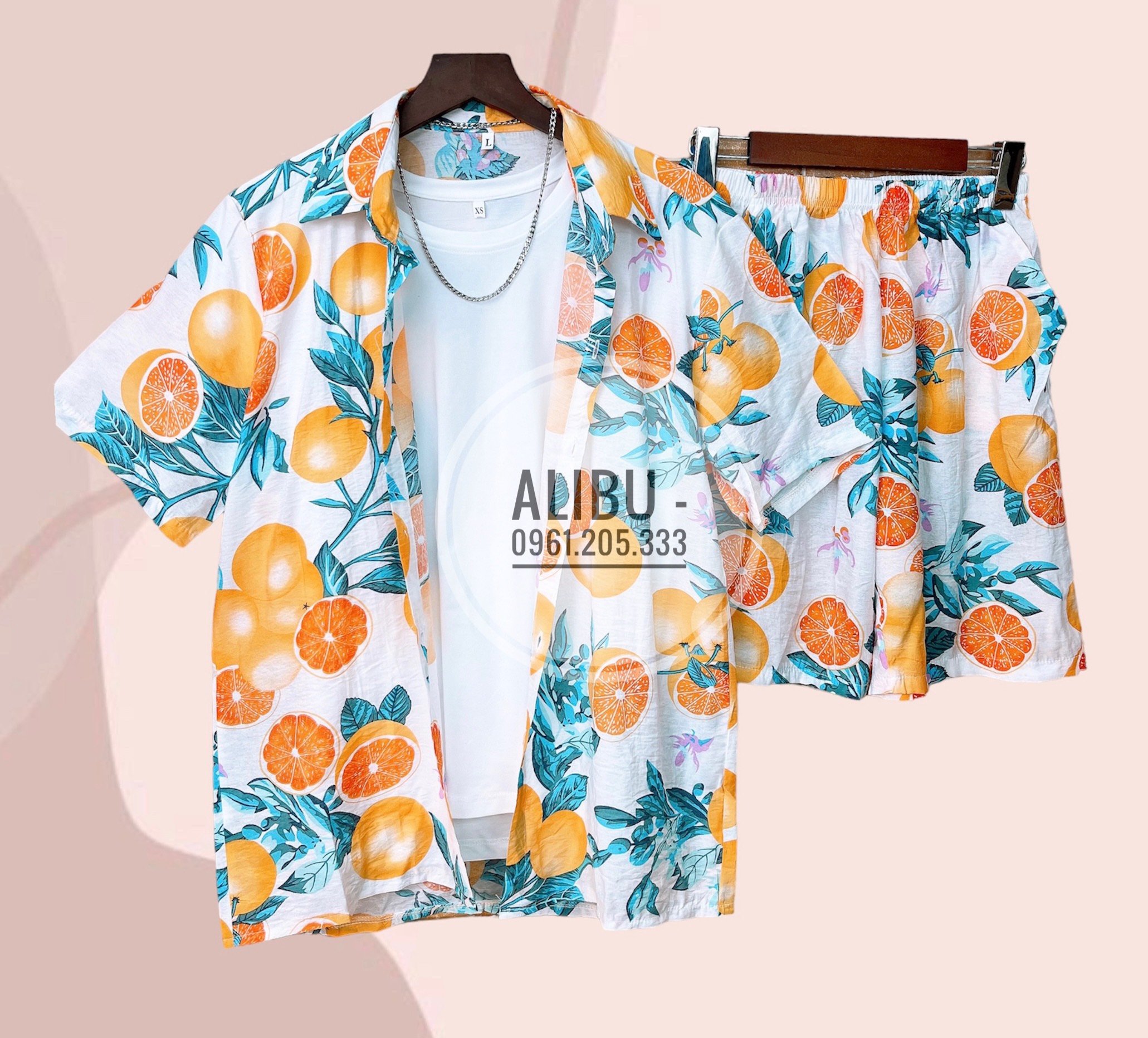 Bộ sơ mi họa tiết hoa lá cành quần áo đi biển chất đũi lụa mát - MAC boutique