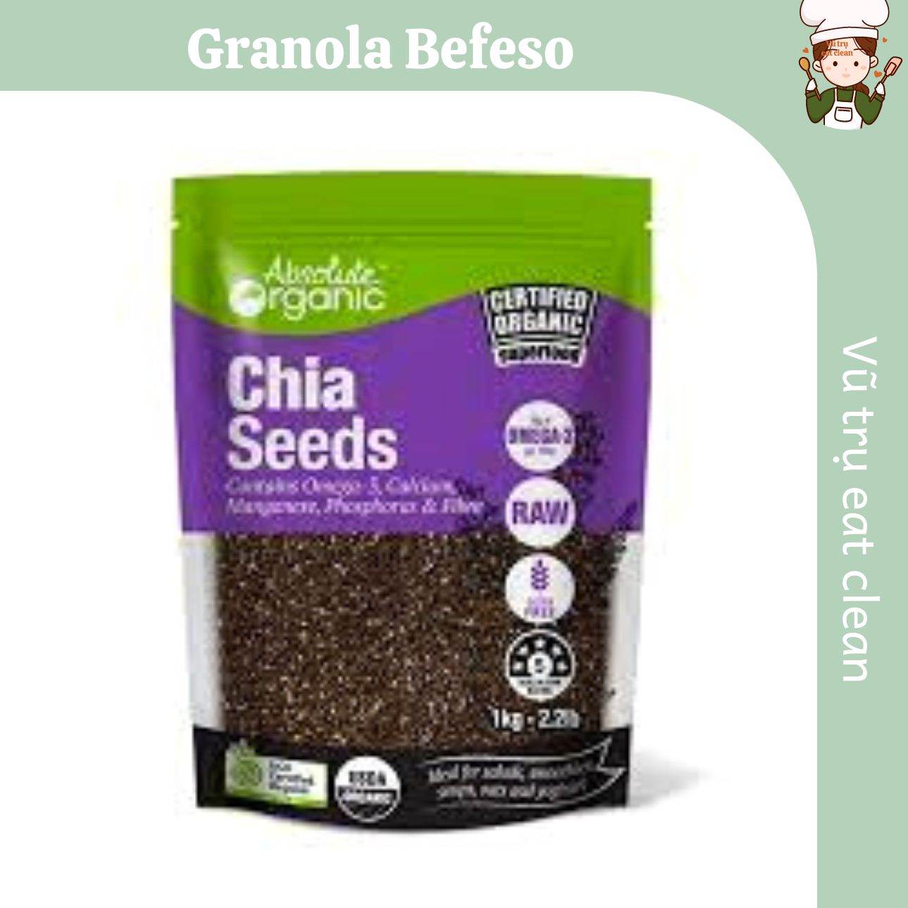 Hạt Chia đen hữu cơ nhập Úc túi tím 250gr eatclean
