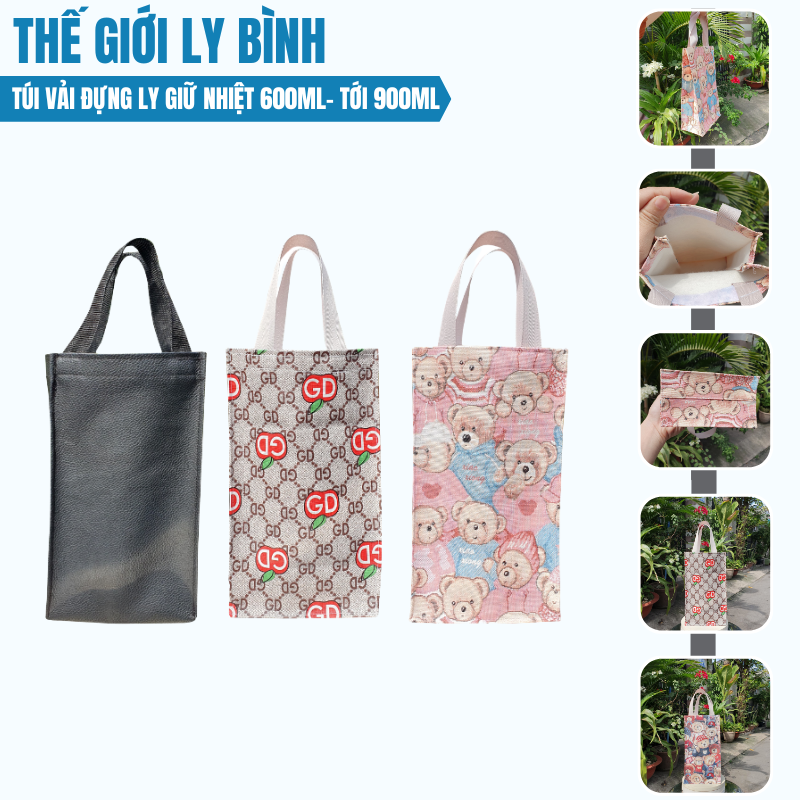 Túi vải dạng hộp đựng ly giữ nhiệt từ 650ml tới 900ml