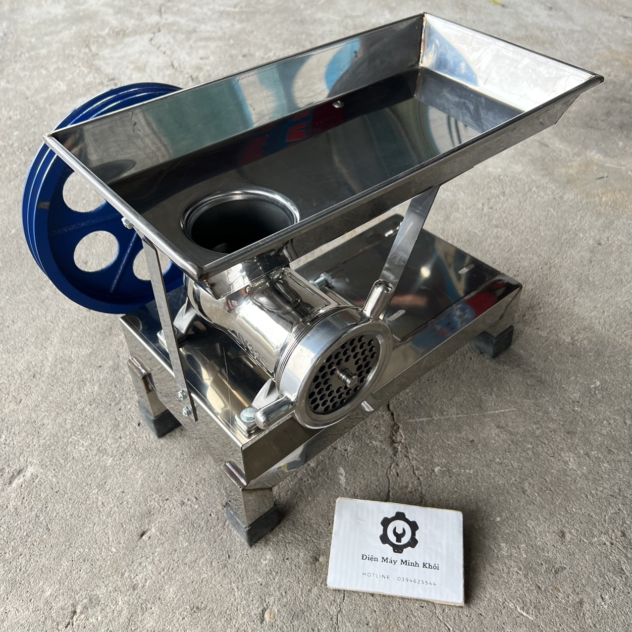 Cối đùn thịt Inox bóng 22, 32 kèm khung cao cấp, Máy đùn thịt, Cối xay xương, xay cổ gà, xay cua công nghiệp