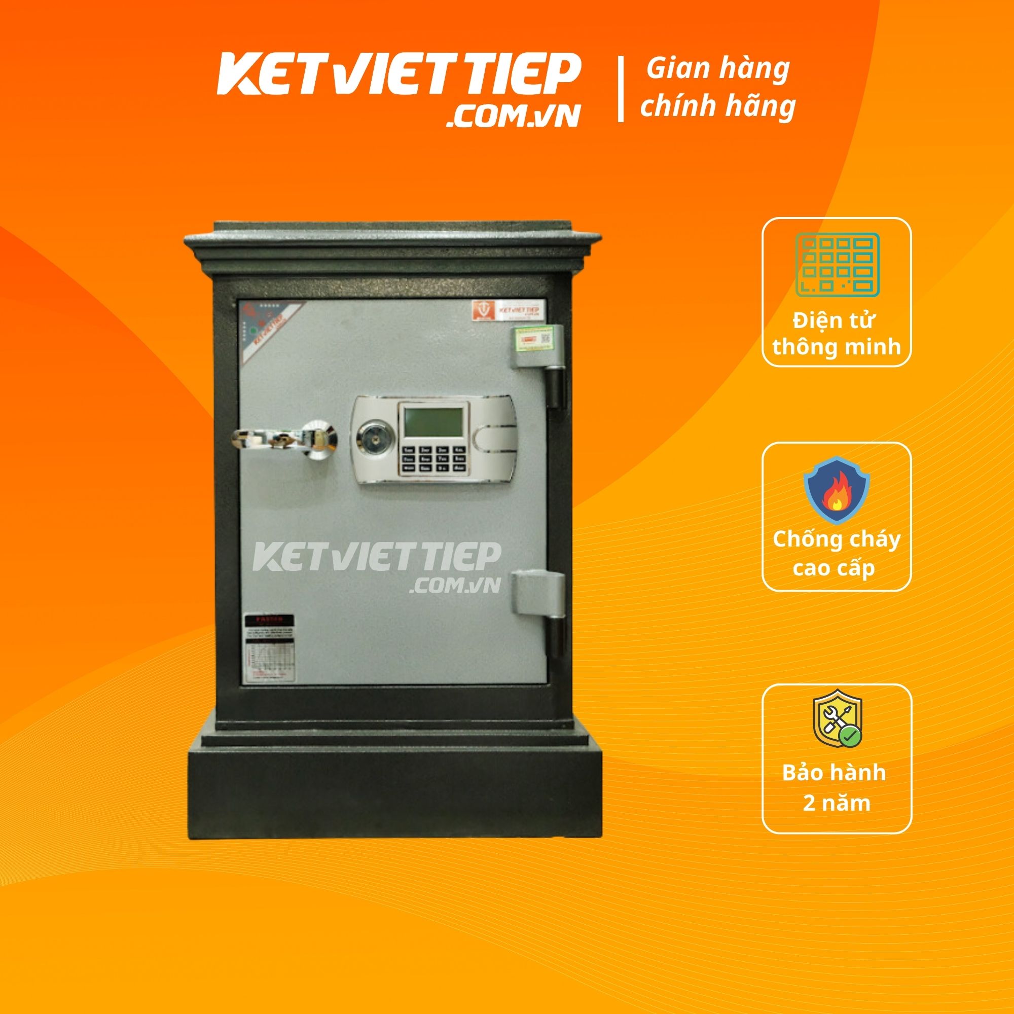 Két sắt Việt Tiệp KV468DT 100kg Điện tử Két sắt Đựng tiền gia đình An toàn Chống Cháy Bảo hành 2 năm Miễn phí vận chuyển toàn quốc