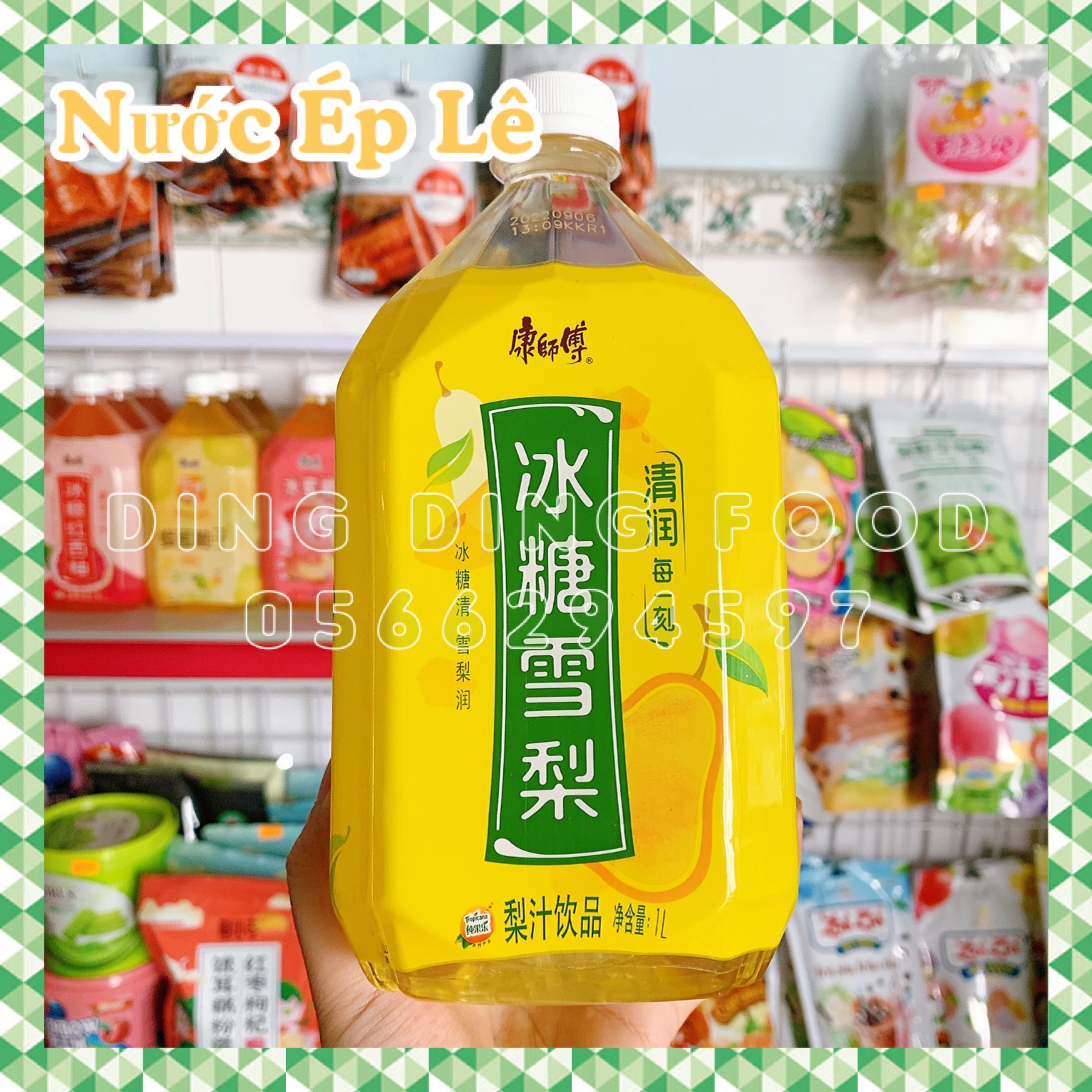 Mới - ( 1 Chai ) Nước Ép Lê Đường Phèn Đài Loan 1000ml Thanh Mát Giải Nhiệt 1 LÍT, Ăn Vặt Siêu Ngon, DING DING FOOD