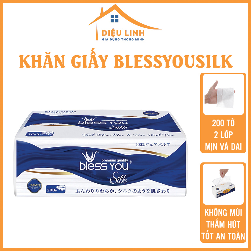 Khăn giấy lụa bless you silk lớp cao cấp gói 200 tờ tramanhshop