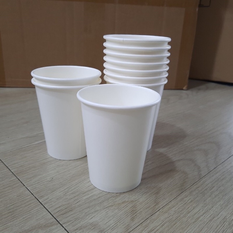 Set 50 cốc giấy ly giấy màu trắng 9Oz~270ml đựng cà phê, đồ ăn uống nóng lạnh