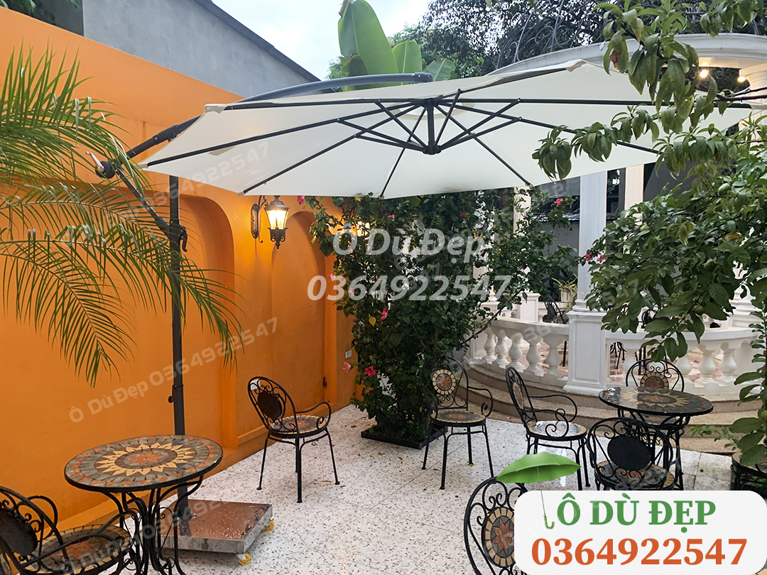 Ô dù che mưa nắng lệch tâm tròn bát giác 3m