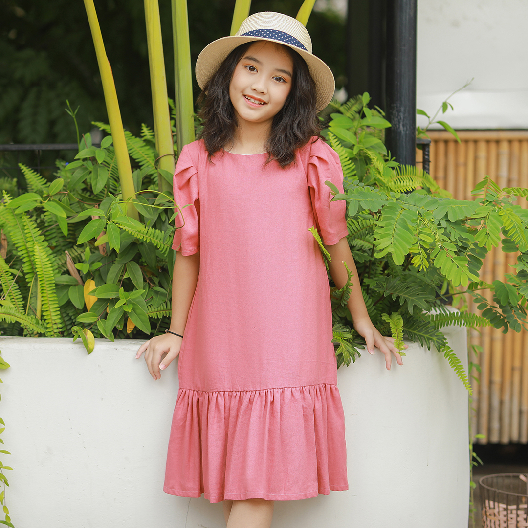 Váy đầm bé gái dáng suông đuôi cá màu hồng đất  LKG20DR00401- Lovekids