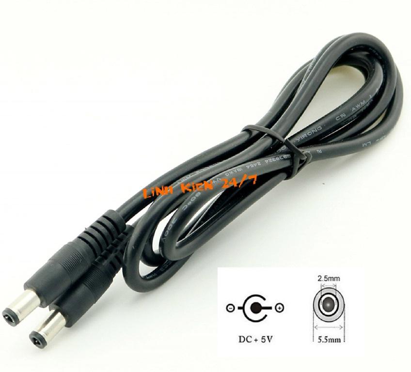 Dây nối dài dc jack 5.5x2.1mm 2 đầu đực dài 1,5m