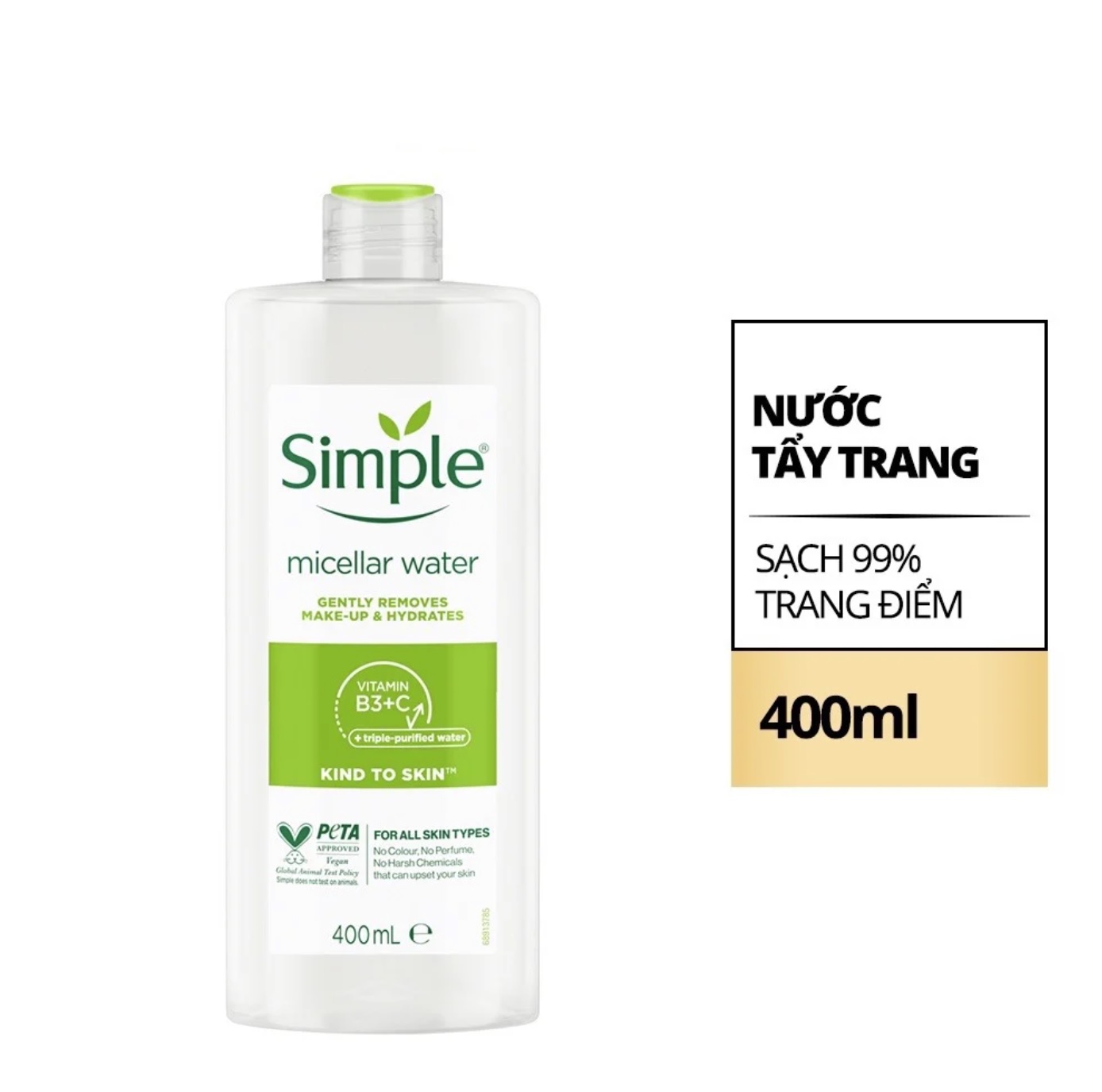 Nước tẩy trang Simple Kind to Skin Micellar Cleansing Water 400ml