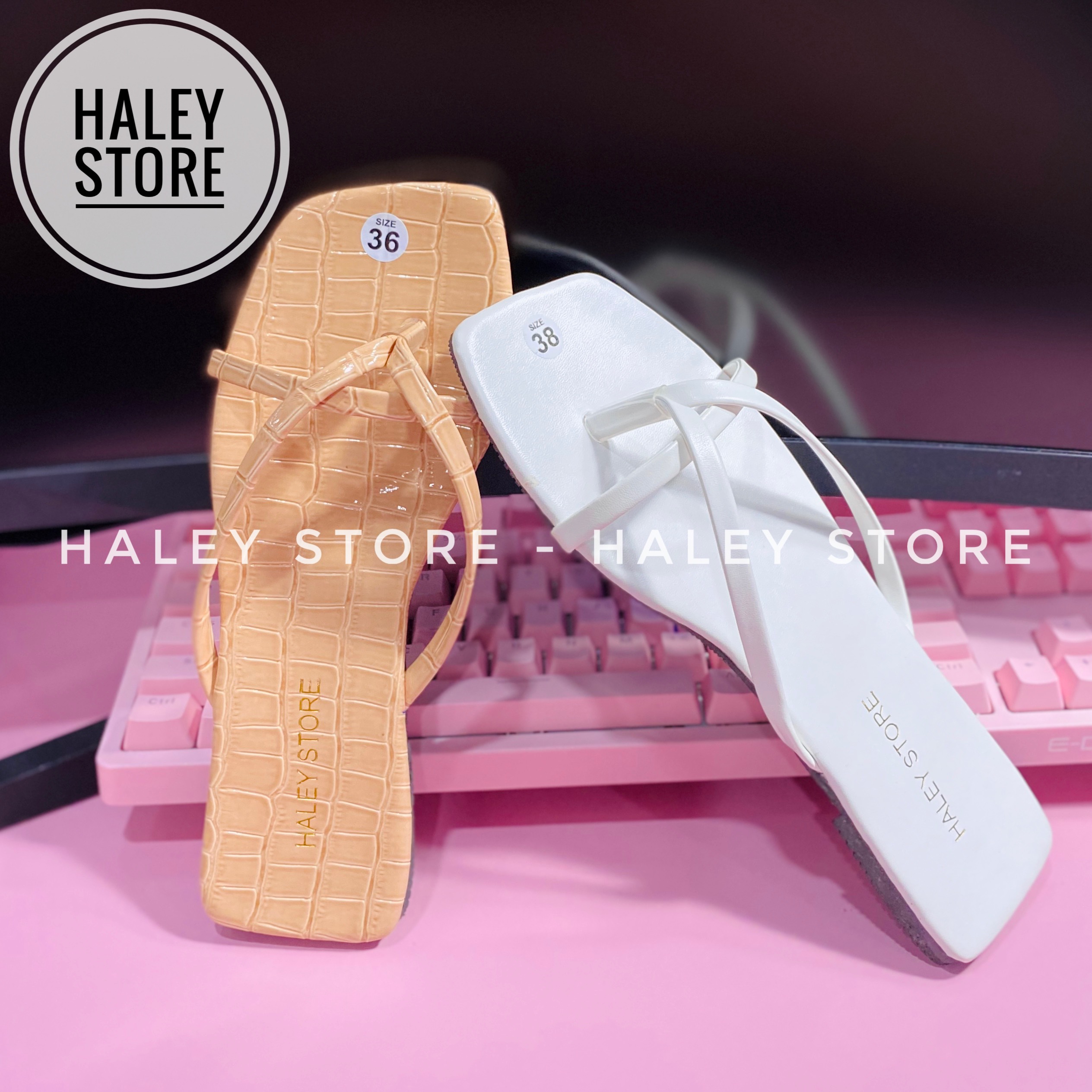 [HCM][ DÉP BÒ SỮA ] Dép kẹp A dây trơn sang chảnh đi biển đi chơi đi dạo phố đi trong nhà HALEY STORE