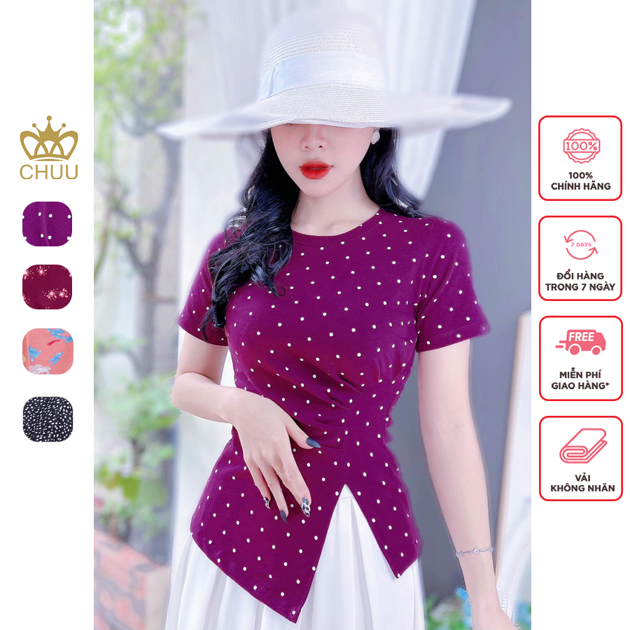Áo thun nữ ôm body kiểu peplum nhún eo chuu a8142