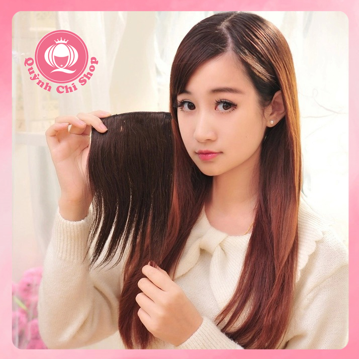 Tóc giả kẹp phồng chân tóc CAO CẤP, tóc độn mái dài 26cm tự nhiên, không bóng, giá 1 bên