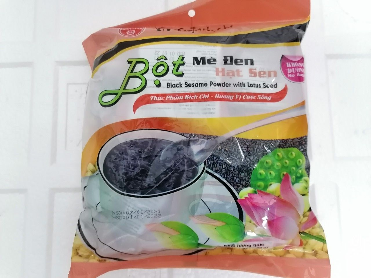 [300g – KHÔNG ĐƯỜNG] BỘT MÈ ĐEN HẠT SEN [VN] BÍCH CHI (Sugar free) Black Sesame Powder with Lotus Seed (btn-hk)