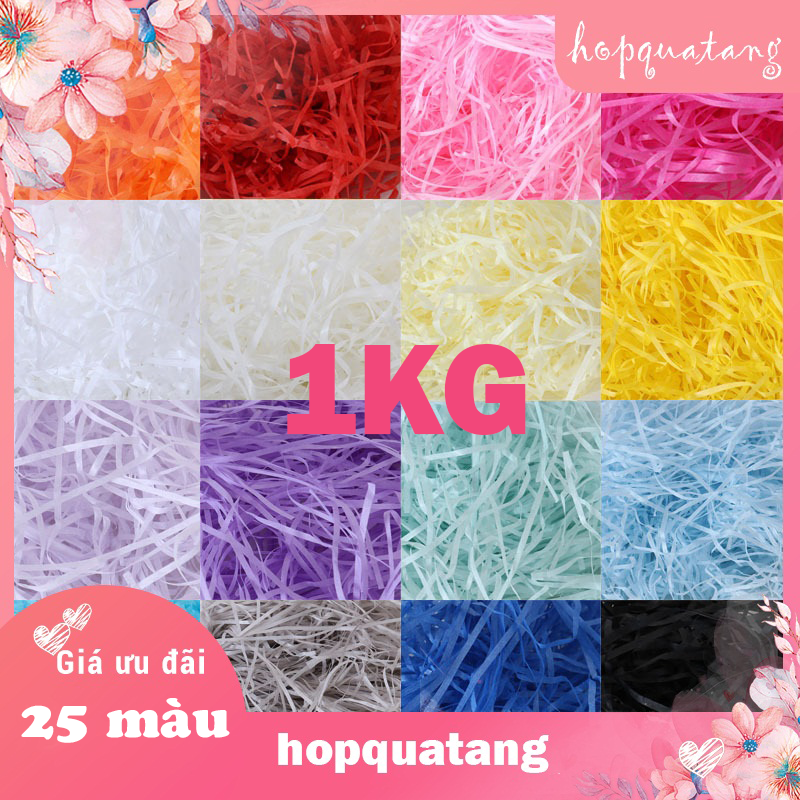 Giấy rơm giấy vụn trang trí hộp quà tặng loại mềm mỏng nhẹ cao cấp 1kg