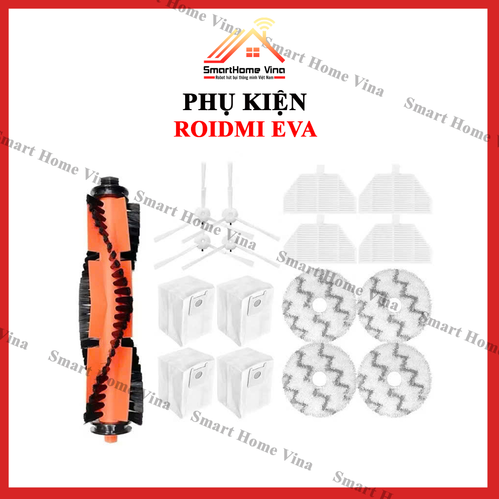 Phụ kiện robot hút bụi Roidmi Eva, chổi quét, khăn lau, túi rác, lọc bụi, nước lau sàn