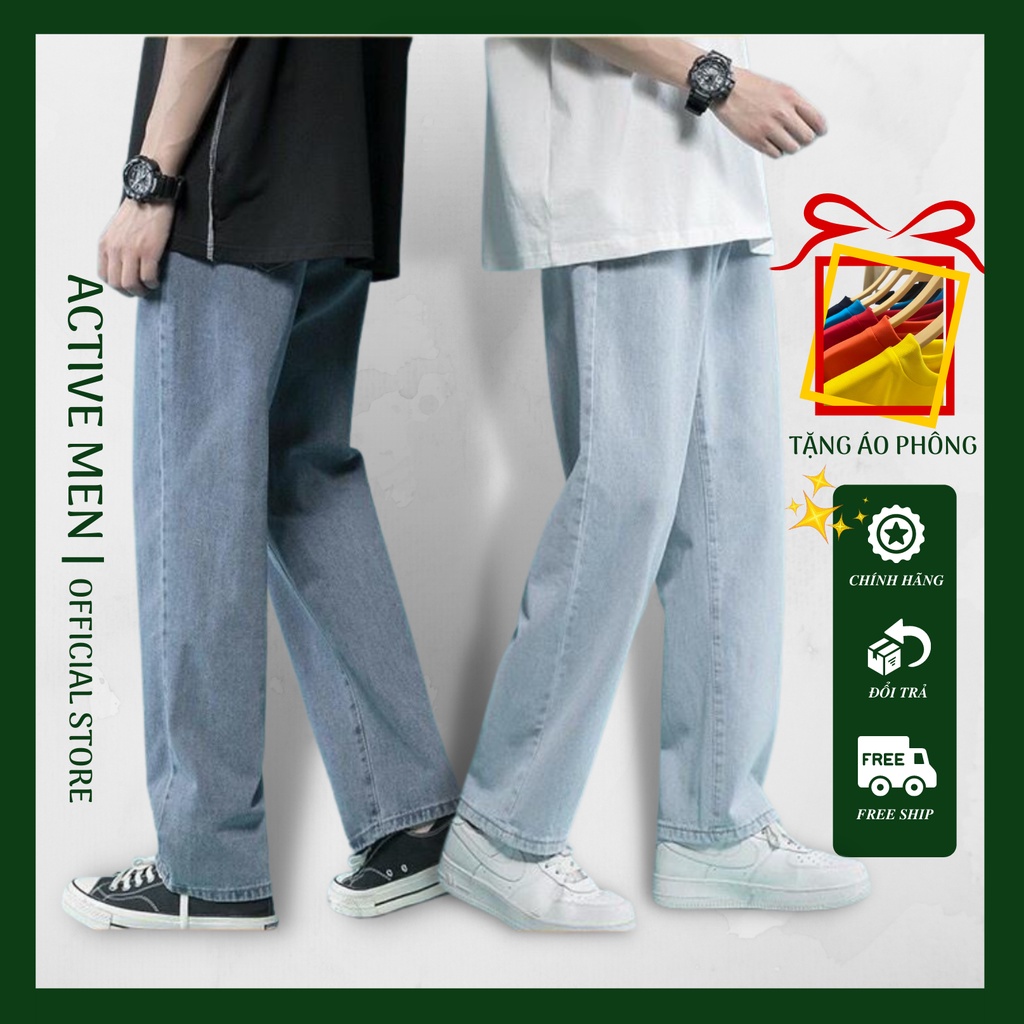 Quần baggy jean trơn, quần bò ông suông, rộng nam nữ jst màu xanh nhạt, xanh sky, đen