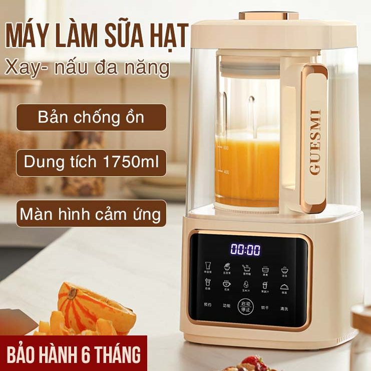 Máy xay nấu sữa hạt guesmi dung tích xay nóng 1200ml máy làm sữa hạt chống ồn máy xay nấu đa năng máy xay sữa hạt dung tích lớn