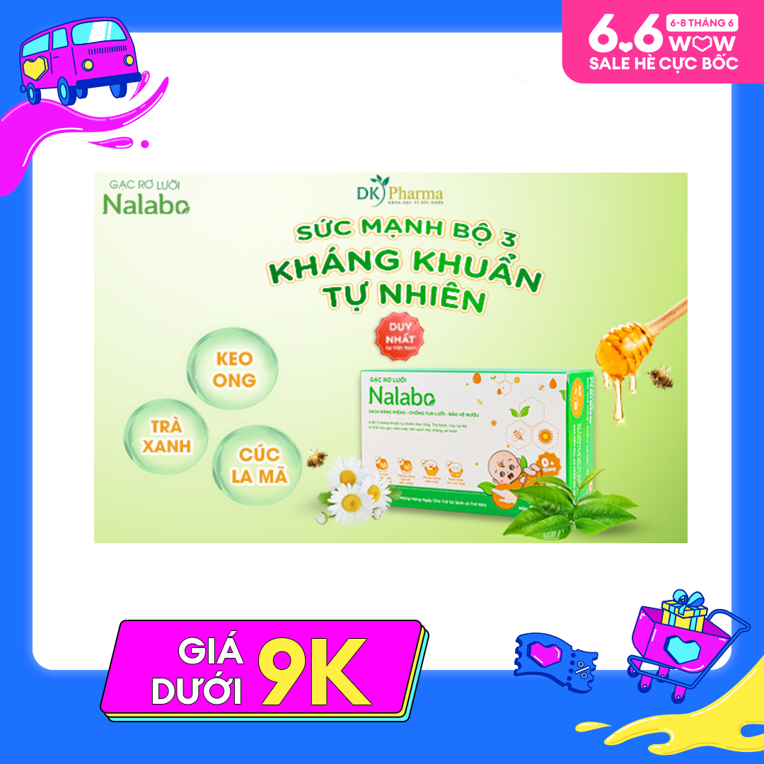 Gạc tưa lưỡi cho bé NALABO kháng khuẩn - Rơ lưỡi - Vệ sinh răng miệng cho bé