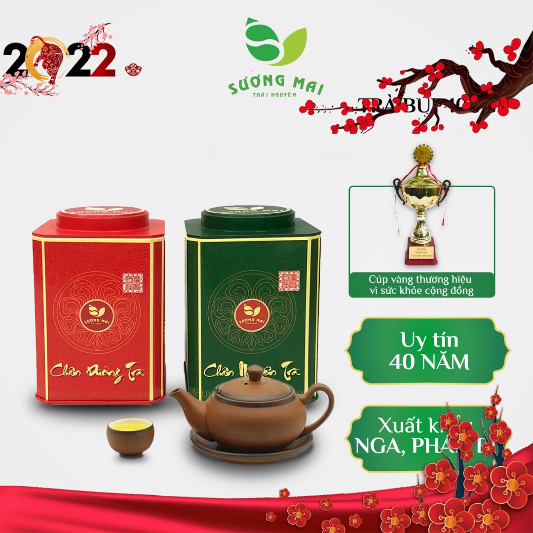 Trà Búp Tân Cương Cao Cấp SƯƠNG MAI Hộp Thiếc Vuông Chế Tác Tinh Xảo, Hương Thơm Thanh Dịu 100gr - SM00007