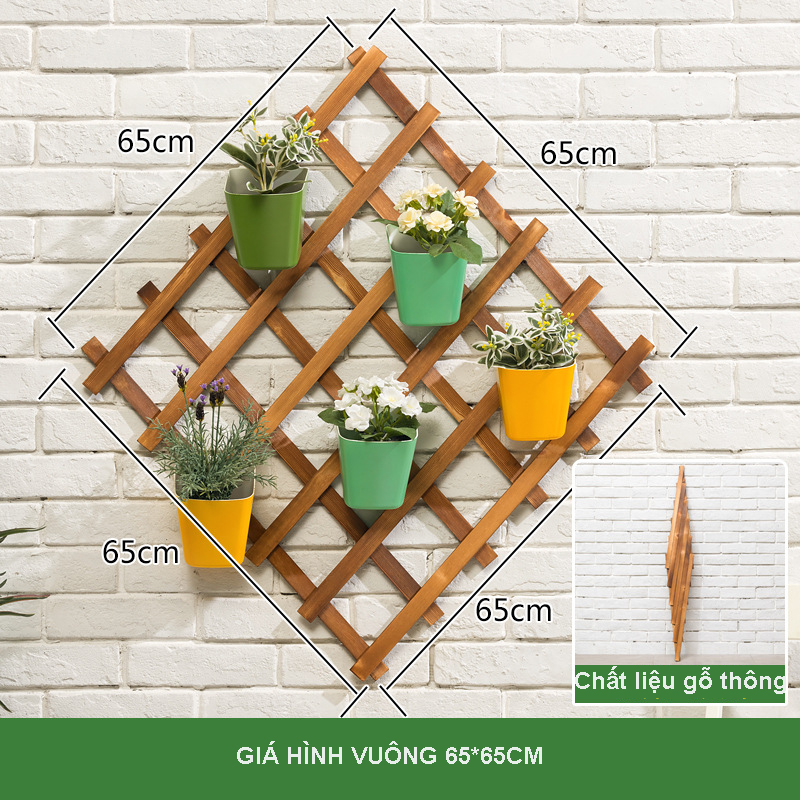 Giá để chậu hoa trồng cây cảnh chất liệu gỗ thông kệ trang trí treo tường, ban công phong cách Bắc Âu