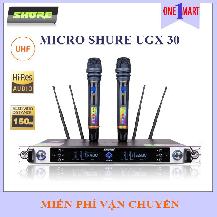 Micro shure ugx30 plus shure ugx30 tụ to - sóng khỏe - chống hú - cảm biến gia tốc - tự ngắt , micro không dây karaoke gia đình giá rẻ chuyên dùng cho dàn karaoke hát chuyên nghiệp