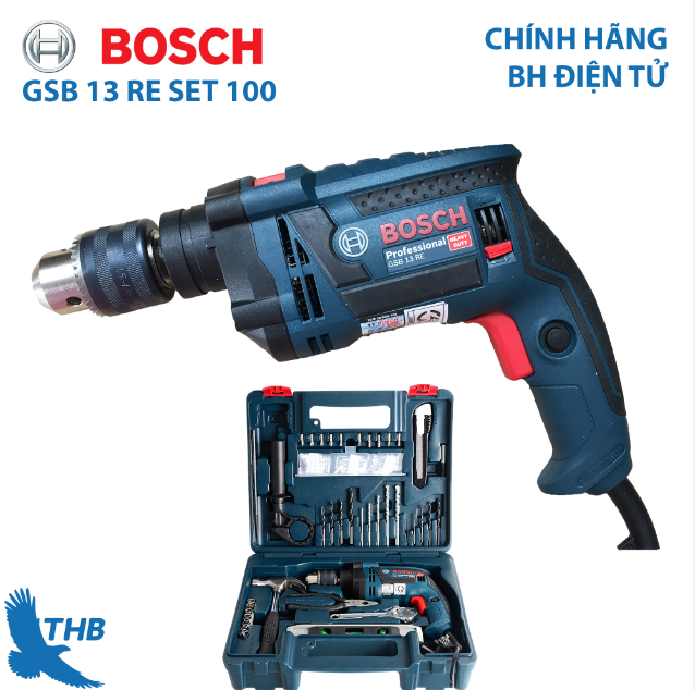 Máy Khoan Động Lực Bosch GSB 13 RE 100 Chi Tiết . Công Suất 650W Khoan Tường Gỗ Kim Loại . Khả Năng Hoạt Động Mạnh Mẽ Và