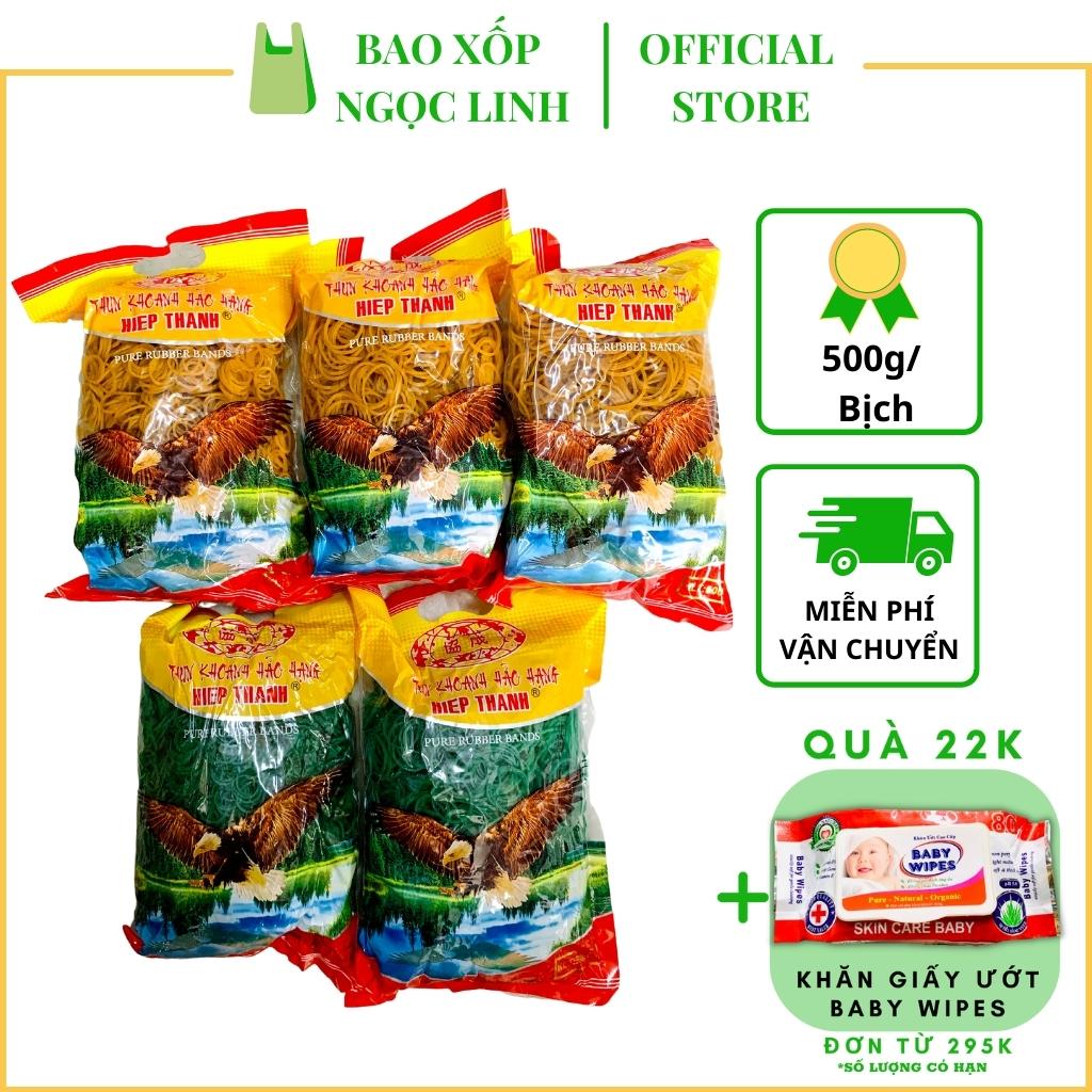 [FREESHIP+QUÀ 22K] Dây thun xuất khẩu đại bàng Hiệp Thành, Bao Xốp Ngọc Linh A42, thun nhiều size nhỏ trung lớn 2 màu vàng xanh, cột tiền, cột hàng, thun xuất khẩu 500g