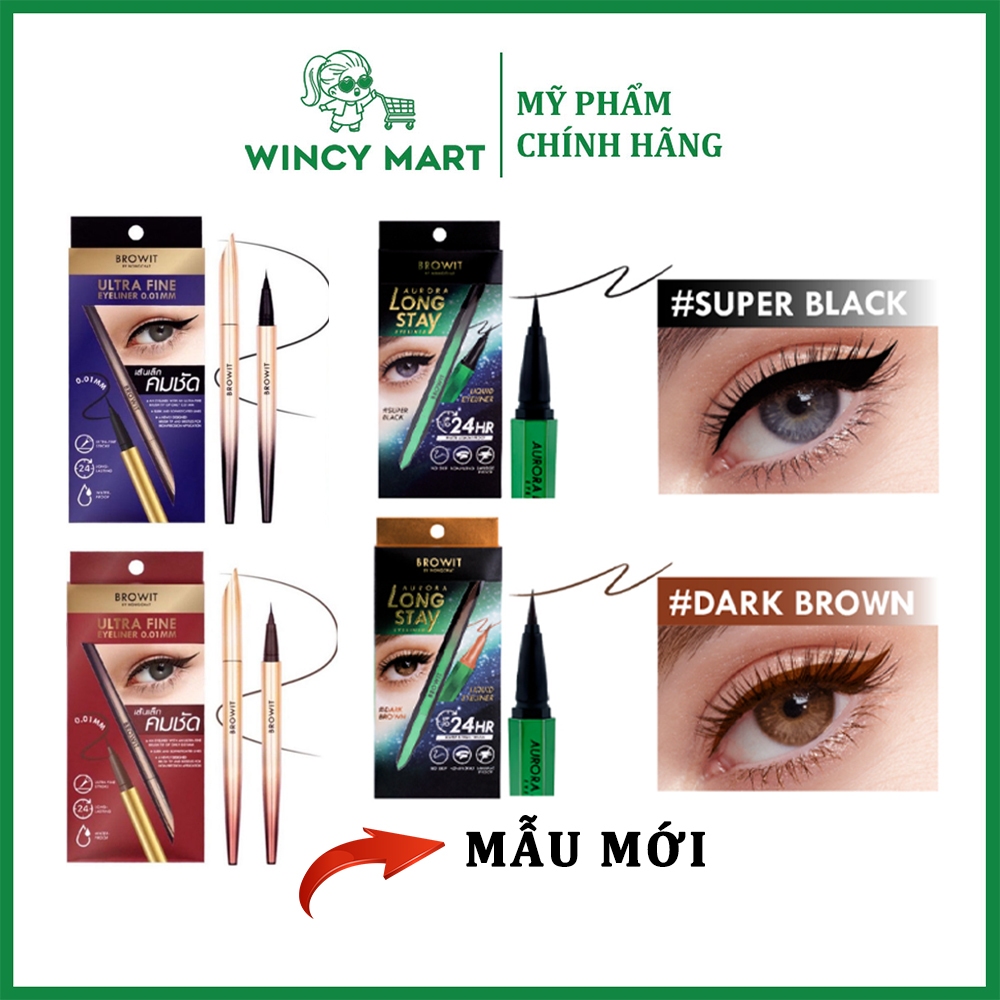 Bút kẻ mắt browit ultra fine eyeliner siêu mảnh 0.01mm dễ kẻ, không lem không thấm nước nongchat thái lan