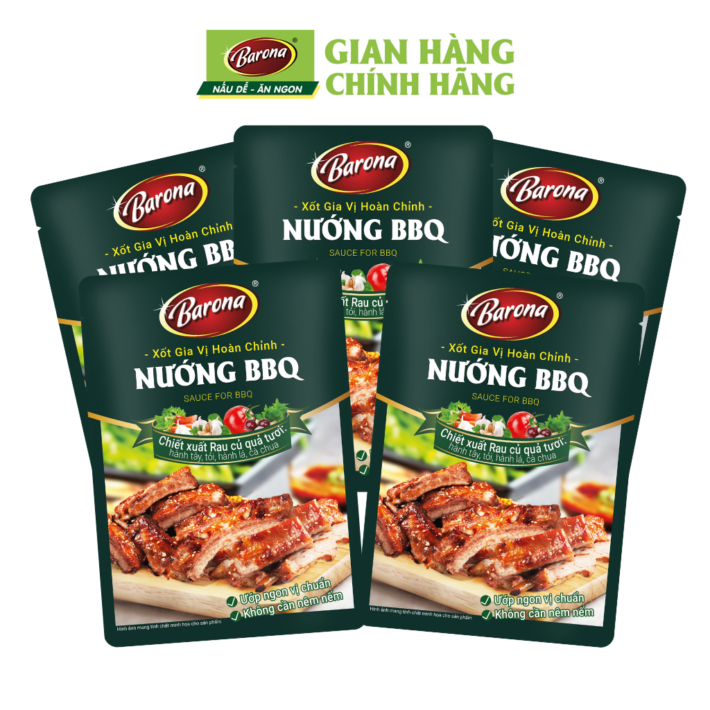 Combo 5 gói Gia Vị Nướng BBQ Barona 80g ướp ngon chuẩn vị không cần nêm nếm