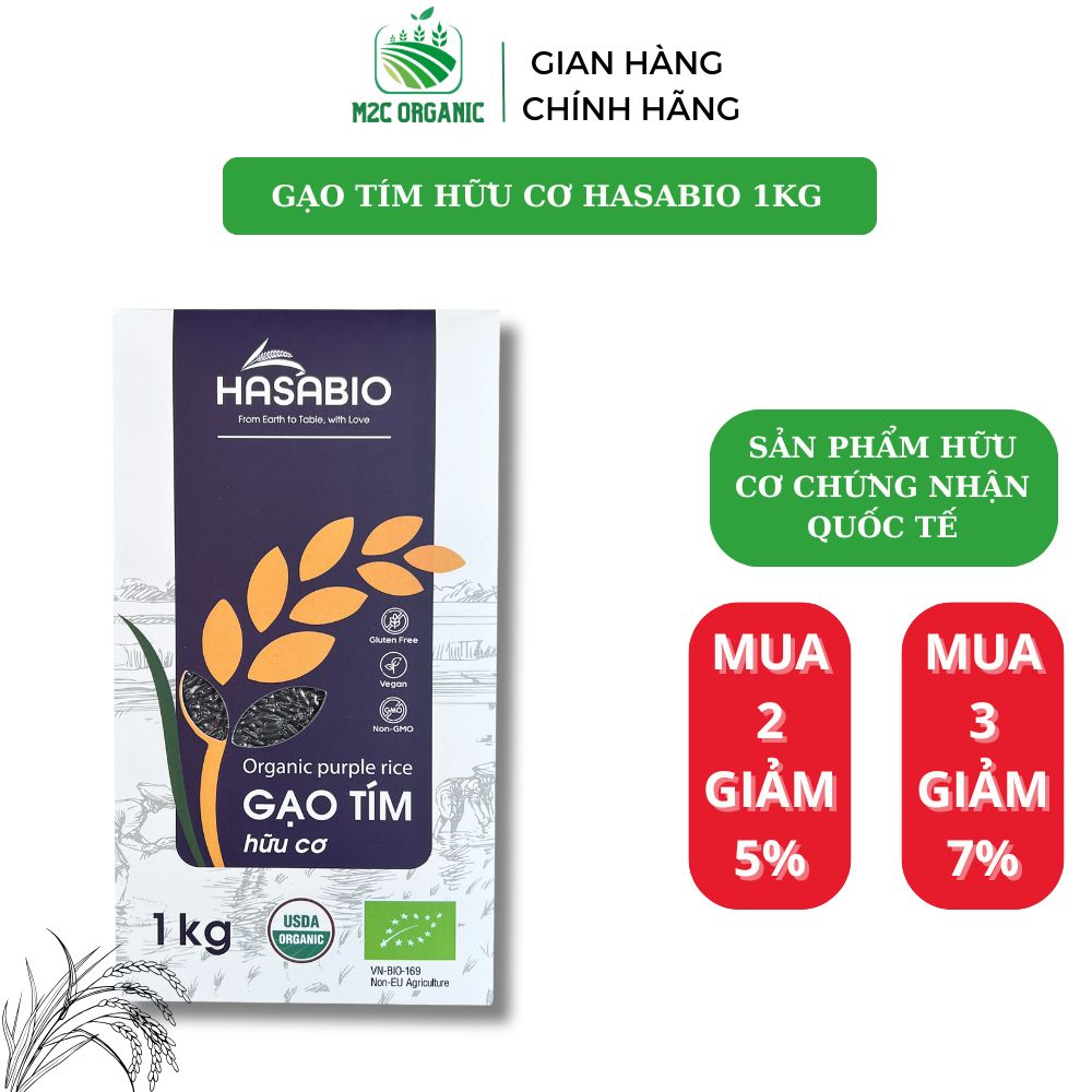 Gạo lứt tím hữu cơ Hasabio 1kg