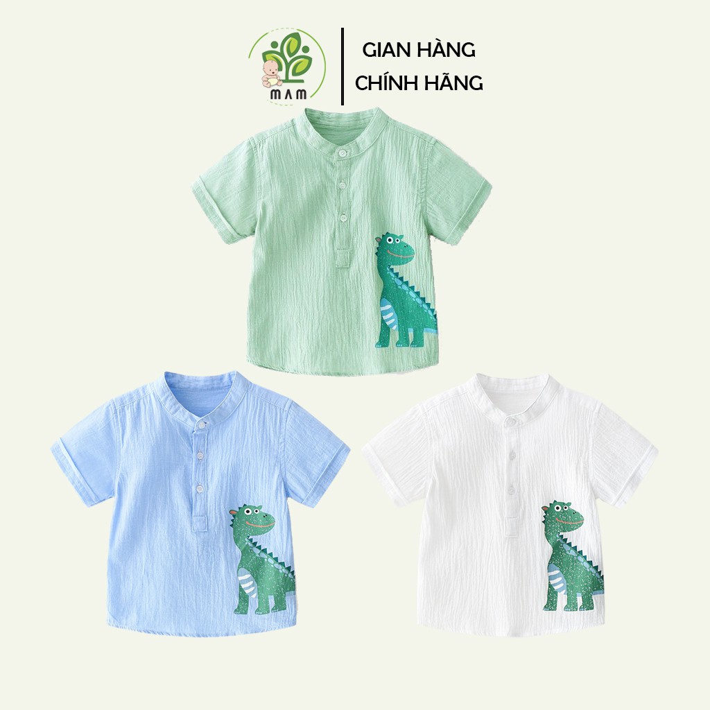 ❤️FreeShip❤️ Áo sơ mi đũi Khủng Long đáng yêu 10-25kg bé gái và bé trai hàng cao cấp