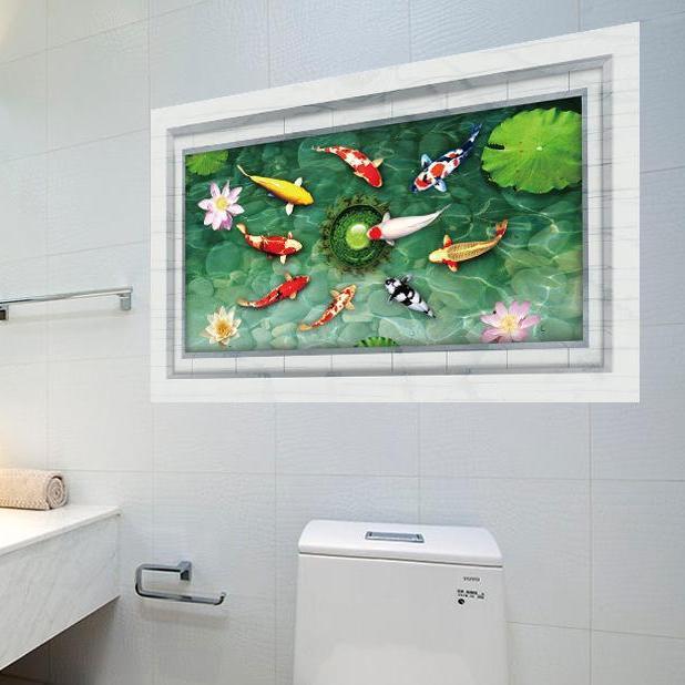 Decal dán tường nguyên miếng quần ngư hội tụ MJ8031B - Decal dán tường trang trí phòng khách, trang trí quán cafe, trang trí shophouse