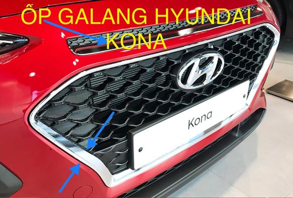 ỐP TRANG TRÍ VIỀN CA LĂNG KONA VÀ LƯỚI BA ĐỜ XỐC TRƯỚC KONA CHROME + Made In Korea Auto Clover