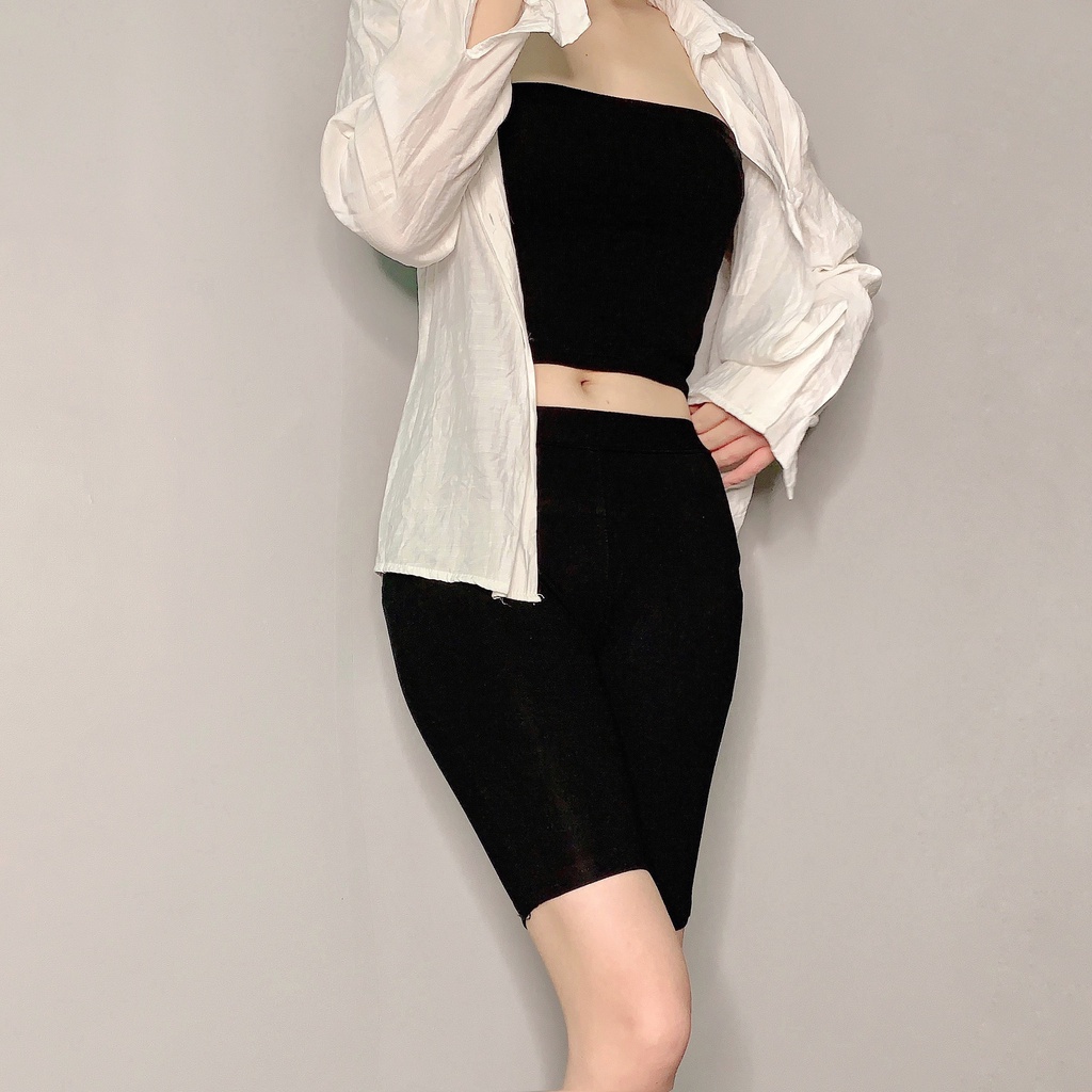 Quần legging ngố bigsize thun co dãn siêu mạnh, quần biker cotton ngố nữ tập gym thể thao ta-224