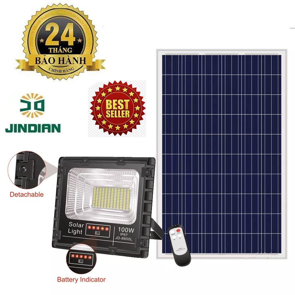 Đèn pha năng lượng mặt trời 100w – JD-8800L công suất 100w