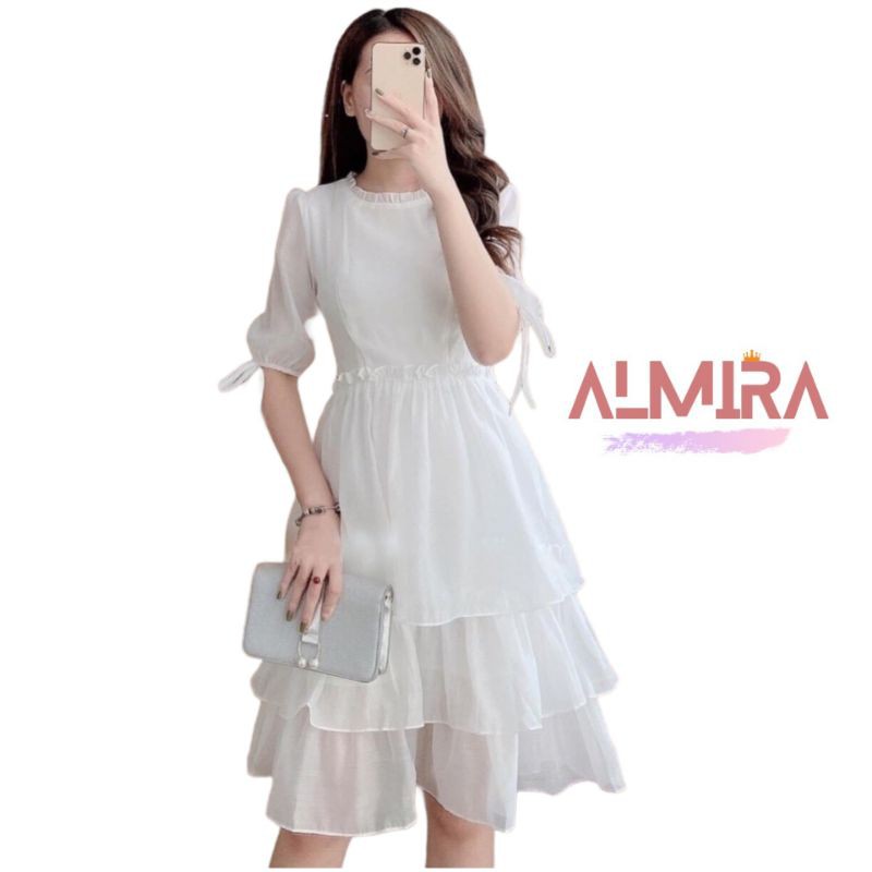 Váy Trắng Tiểu Thư Voan Tầng, Đầm Dự Tiệc Màu Trắng Tinh Khôi, Váy Chụp Kỷ Yếu, Đám Cưới