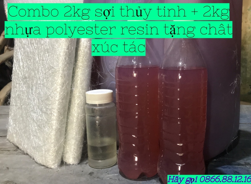 Combo 2kg nhựa composie + 1kg sợi thủy tinh " Tặng kèm chất xúc tác"