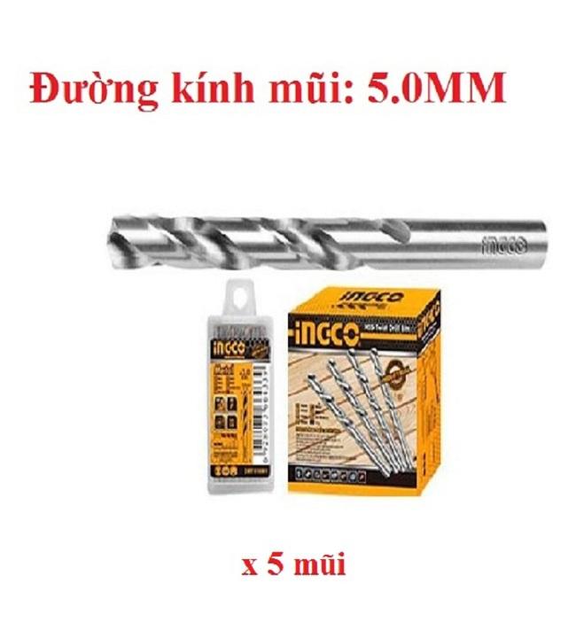 Combo 5 mũi khoan kim loại m2 hss dbt1110501 5mm hiệu ingco