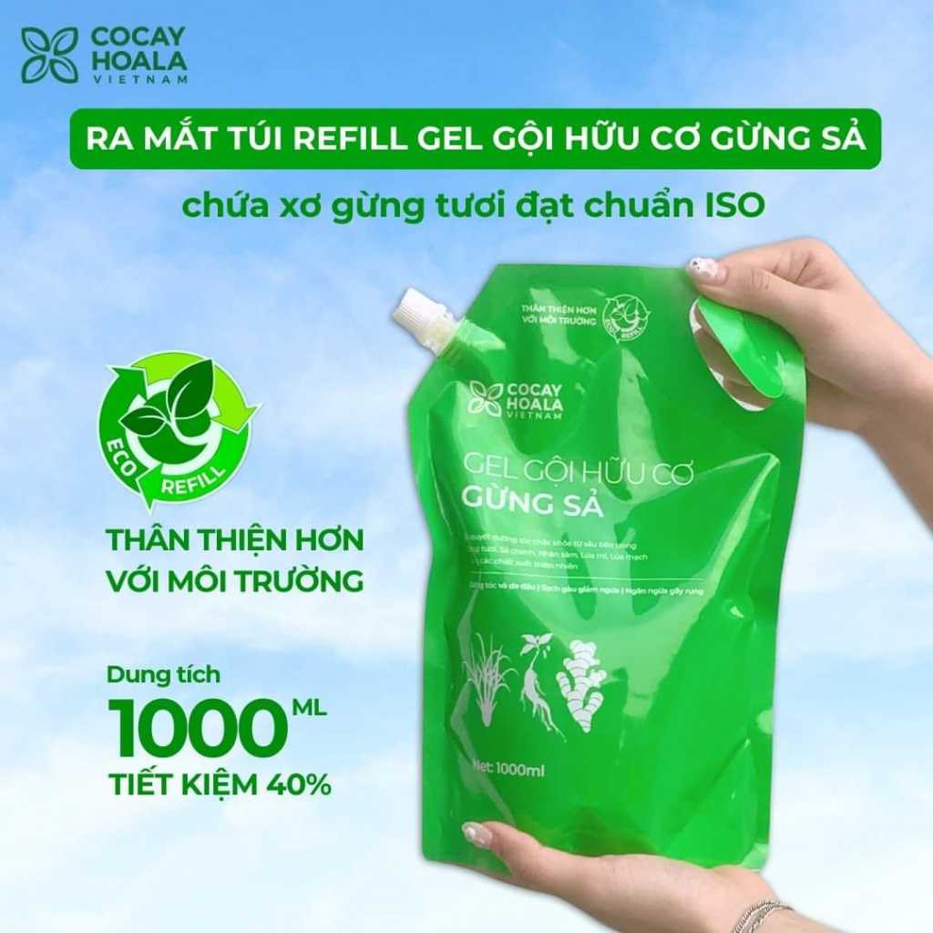 Dầu gội hữu cơ gừng sả cỏ cây hoa lá - ngăn dầu bết tóc và giảm gàu ngứa1000ml hoặc 500g