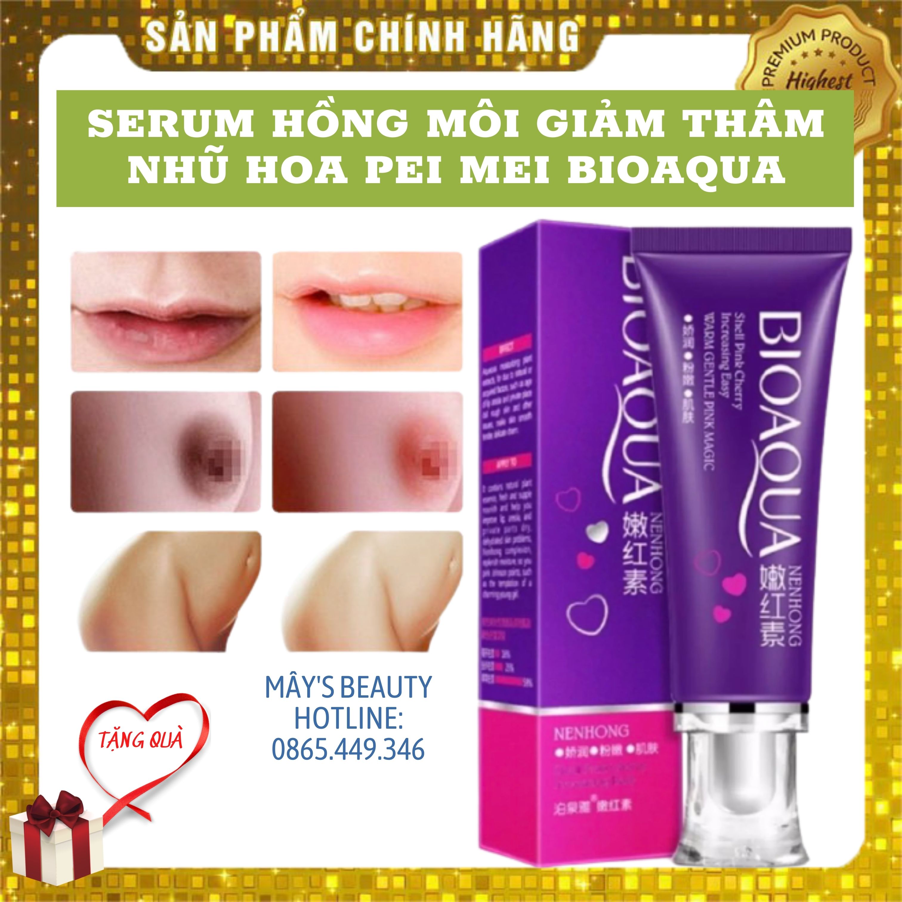 Serum pei mei bioaqua sexy pink - serum giảm thâm hồng môi nhũ hoa vùng kín, serum pei mei bioaqua sexy pink 30gr