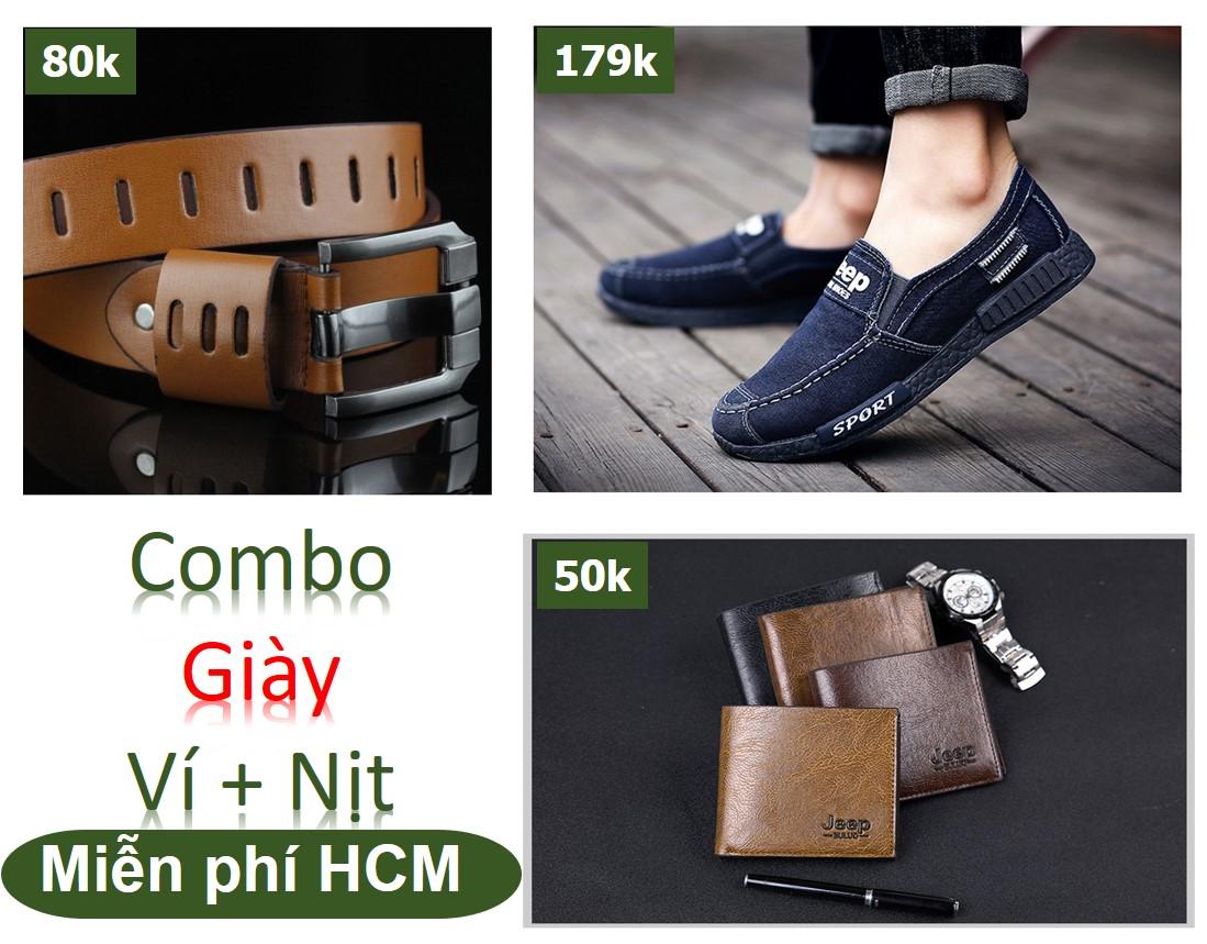Sunzin.HCM Free từ 99k- Mua 1 tặng 2 - Mua Giày JeepSport Phong cách quân đội tặng Ví Jeep 50k & Nịt 80k DL932- SZ3011002 -Giày lười nam / giày không dây / giày vải nam / dây lưng nam / ví nam