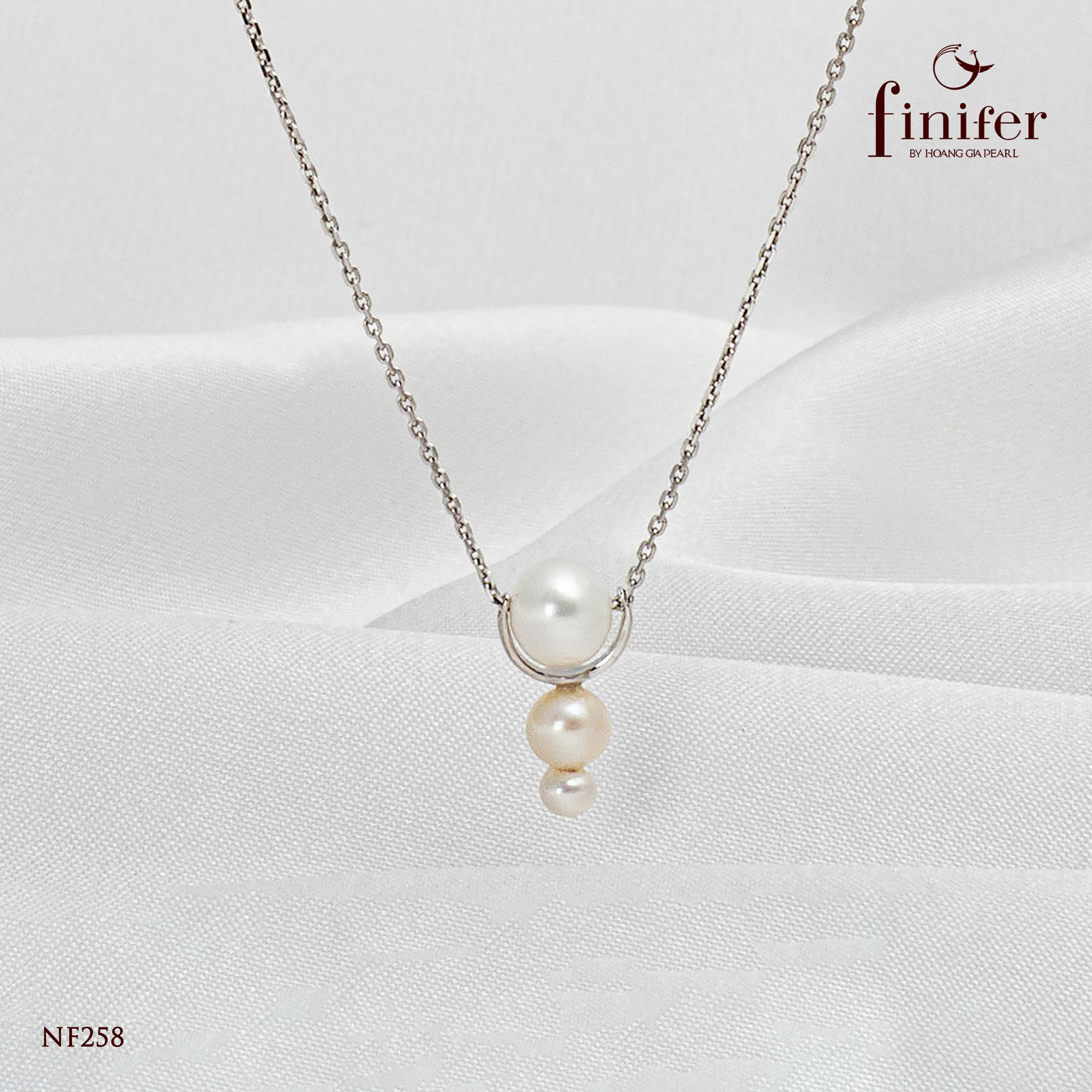 Vòng cổ ngọc trai thật, bạc quý kim với thiết kế tinh xảo, thanh lịch - NF258 - Finifer by Hoang Gia Pearl